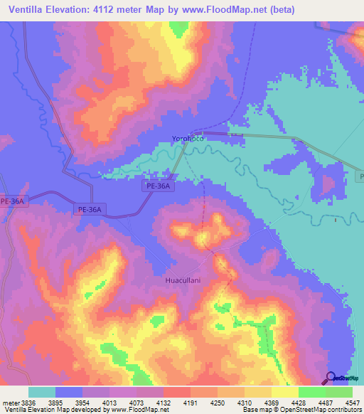 Ventilla,Peru Elevation Map