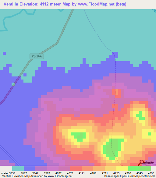 Ventilla,Peru Elevation Map