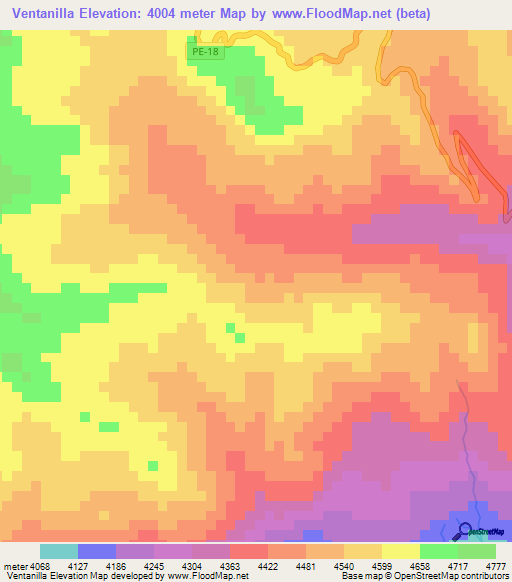 Ventanilla,Peru Elevation Map