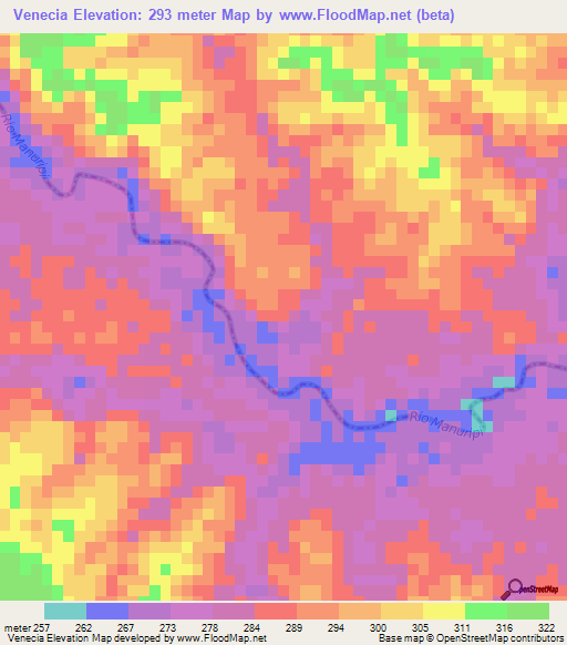 Venecia,Peru Elevation Map