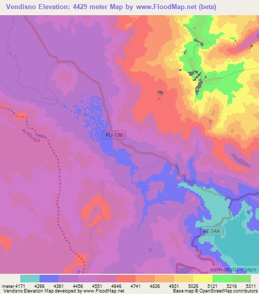 Vendisno,Peru Elevation Map