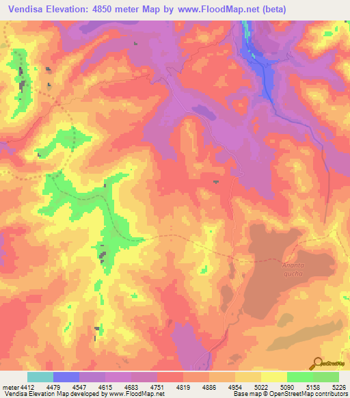 Vendisa,Peru Elevation Map