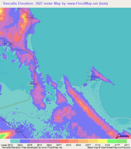 Vencalla,Peru Elevation Map