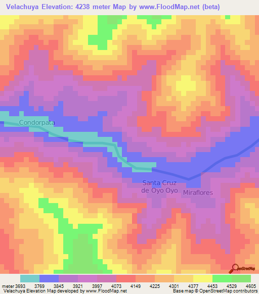 Velachuya,Peru Elevation Map