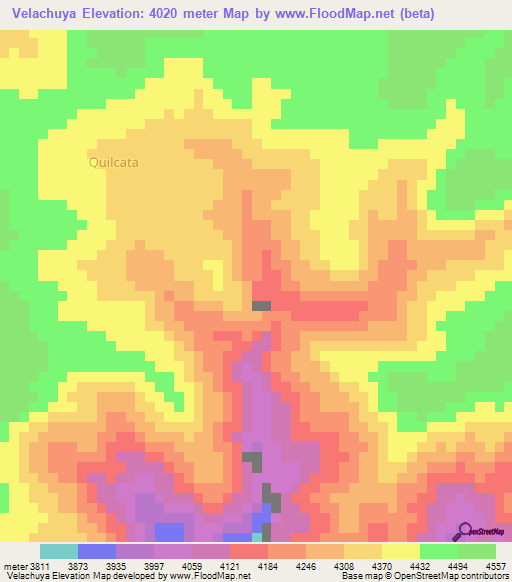 Velachuya,Peru Elevation Map