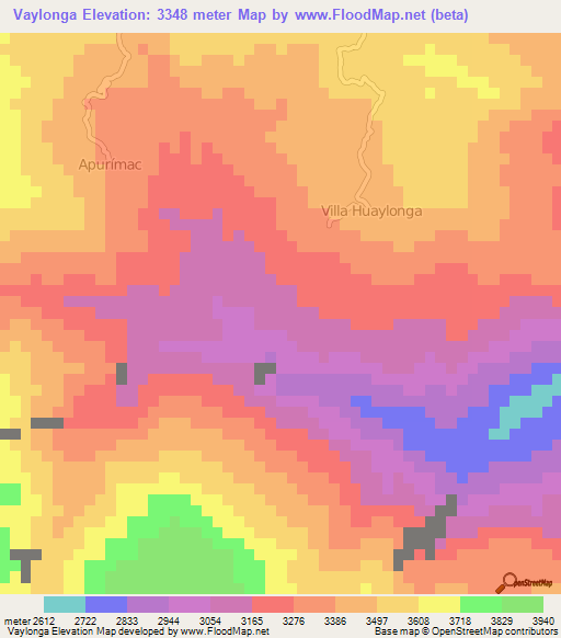Vaylonga,Peru Elevation Map