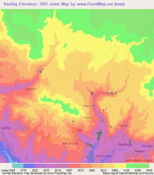 Vanllay,Peru Elevation Map