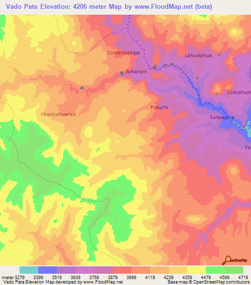 Vado Pata,Peru Elevation Map