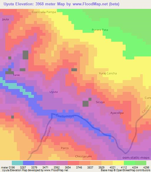 Uyuta,Peru Elevation Map