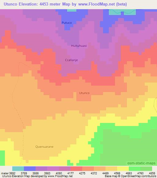 Utunco,Peru Elevation Map