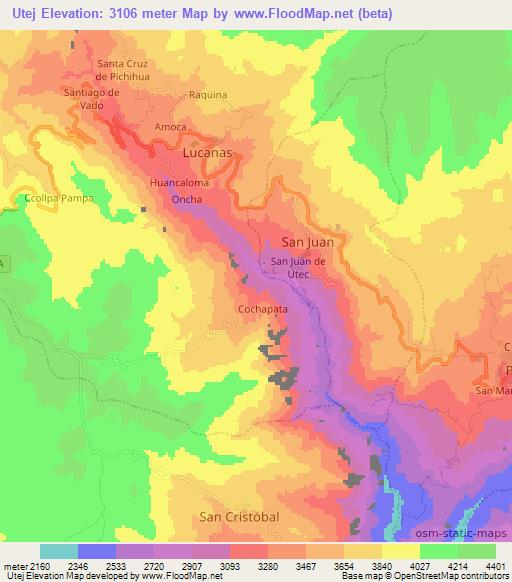 Utej,Peru Elevation Map