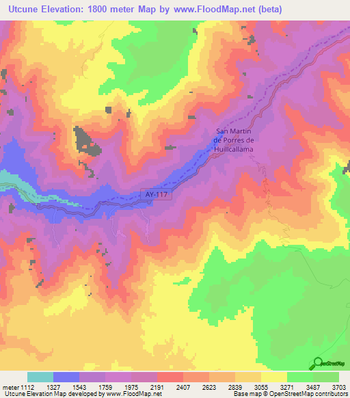 Utcune,Peru Elevation Map