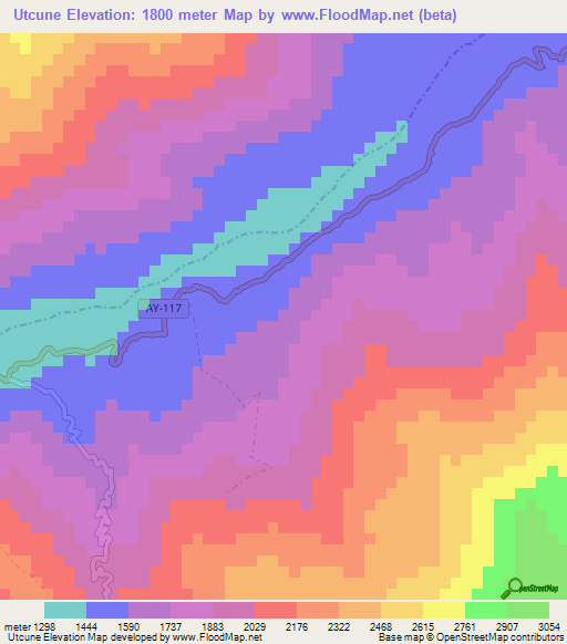 Utcune,Peru Elevation Map