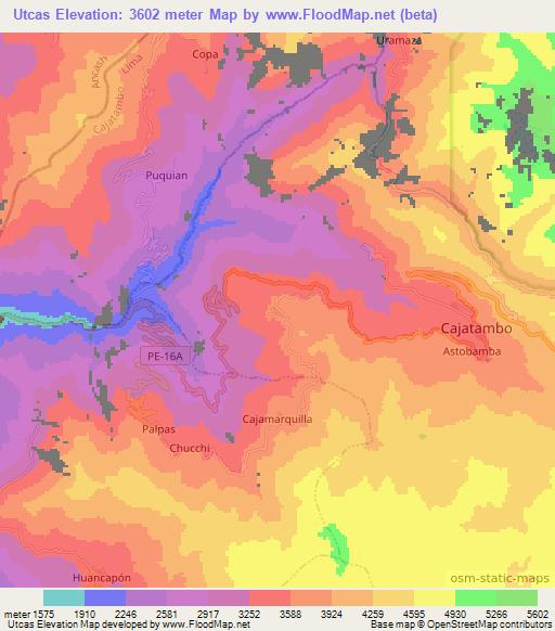 Utcas,Peru Elevation Map