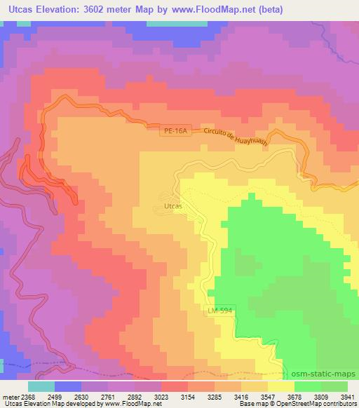 Utcas,Peru Elevation Map