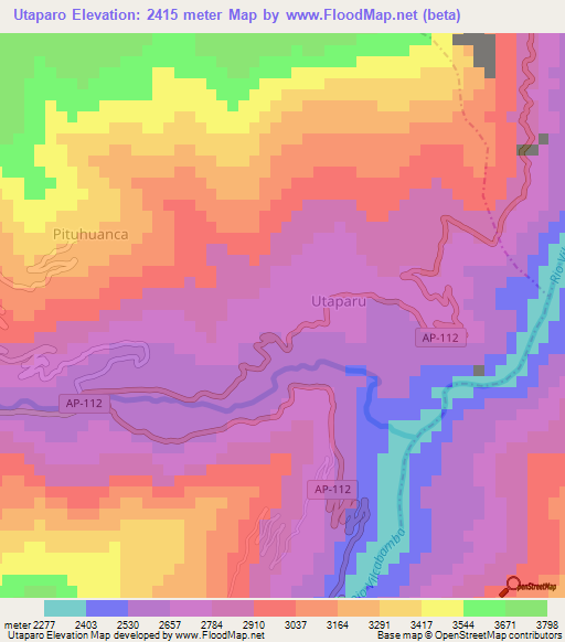 Utaparo,Peru Elevation Map