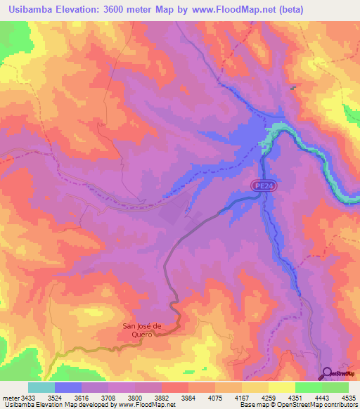 Usibamba,Peru Elevation Map