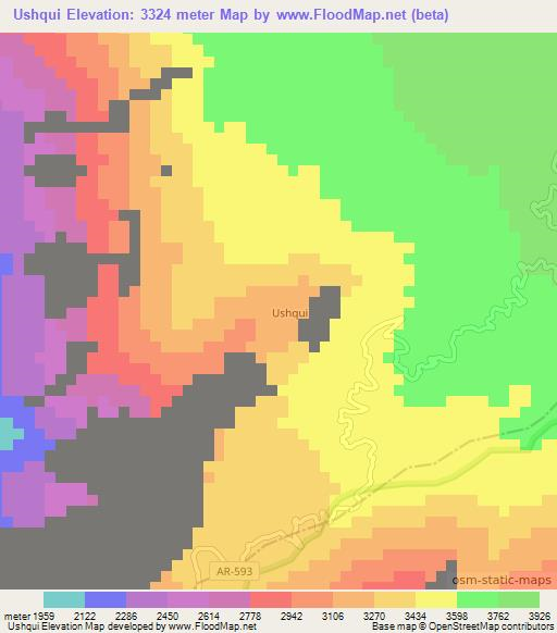Ushqui,Peru Elevation Map