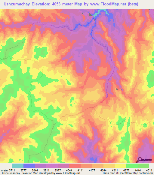 Ushcumachay,Peru Elevation Map