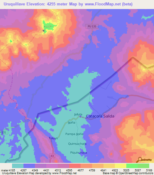Uruquillave,Peru Elevation Map