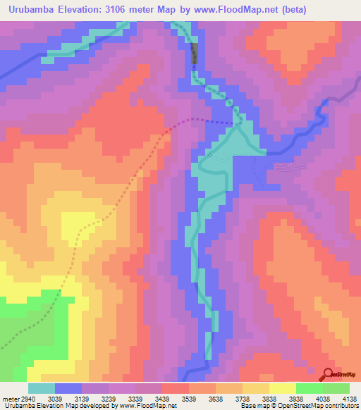 Urubamba,Peru Elevation Map