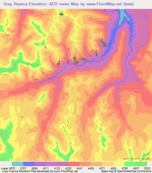 Uray Huanca,Peru Elevation Map
