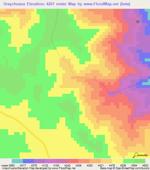 Uraychuana,Peru Elevation Map