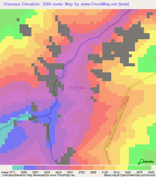 Uramaza,Peru Elevation Map