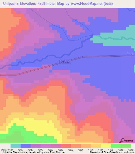 Unipacha,Peru Elevation Map
