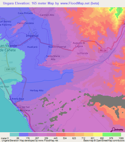 Ungara,Peru Elevation Map