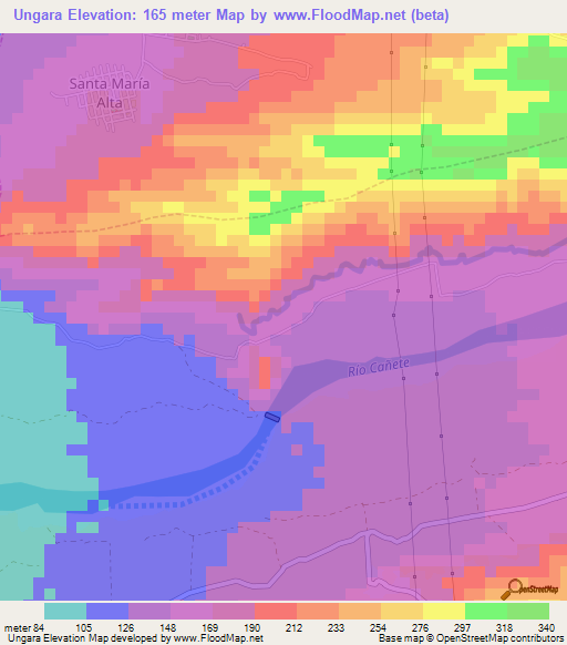 Ungara,Peru Elevation Map