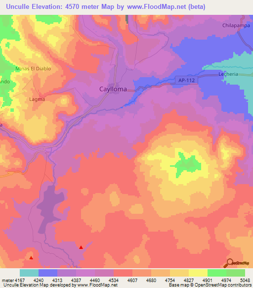 Unculle,Peru Elevation Map
