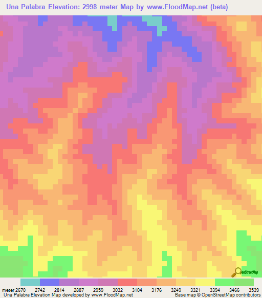 Una Palabra,Peru Elevation Map
