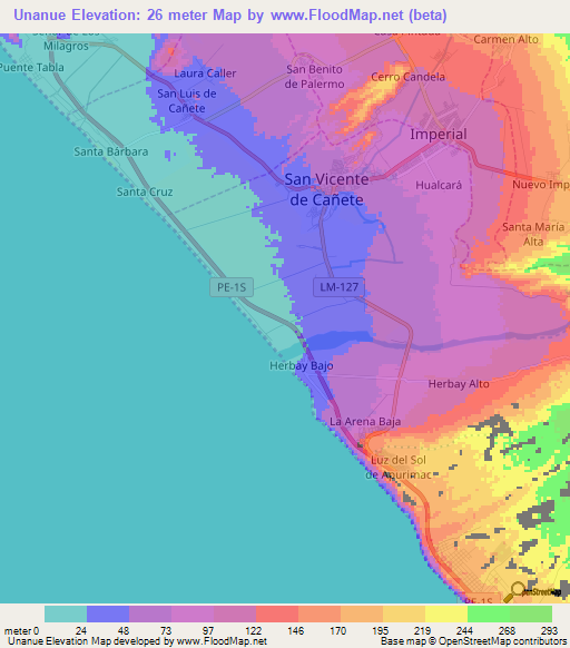 Unanue,Peru Elevation Map