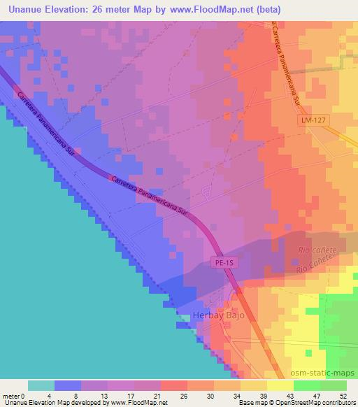 Unanue,Peru Elevation Map