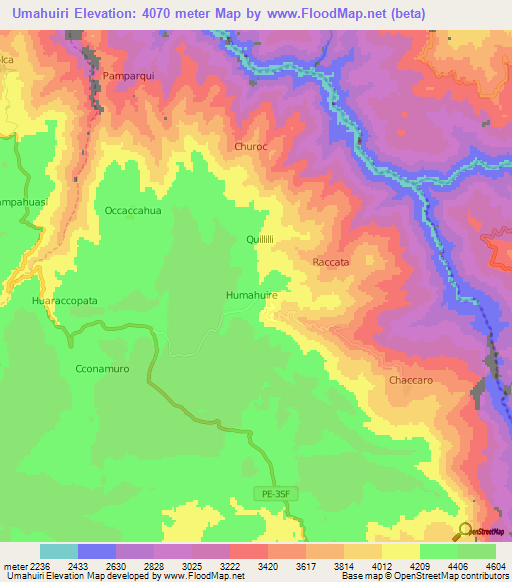 Umahuiri,Peru Elevation Map
