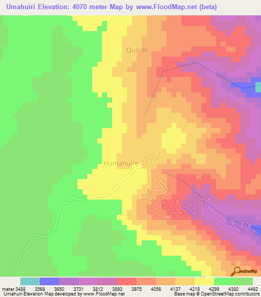 Umahuiri,Peru Elevation Map