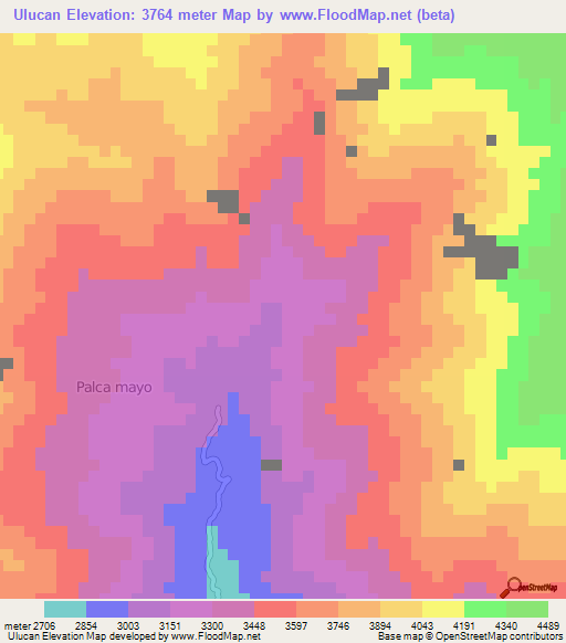 Ulucan,Peru Elevation Map