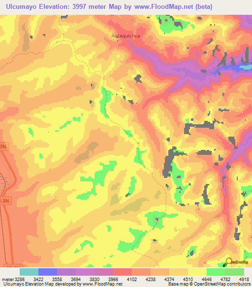 Ulcumayo,Peru Elevation Map