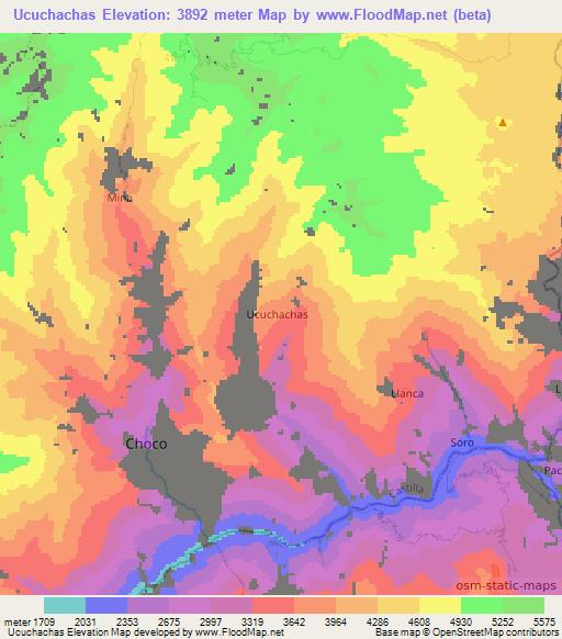 Ucuchachas,Peru Elevation Map