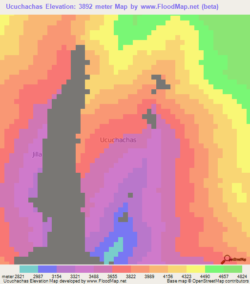 Ucuchachas,Peru Elevation Map