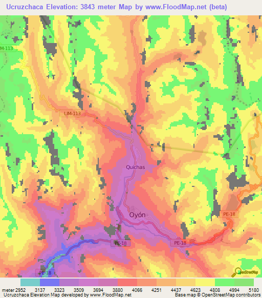 Ucruzchaca,Peru Elevation Map