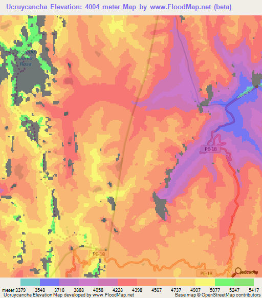 Ucruycancha,Peru Elevation Map