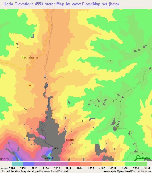 Ucria,Peru Elevation Map