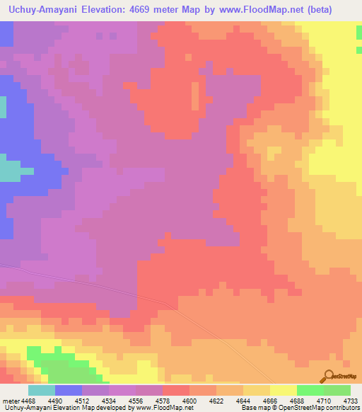 Uchuy-Amayani,Peru Elevation Map