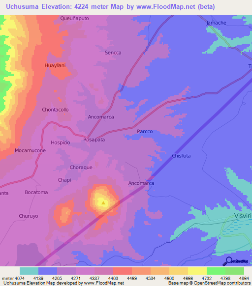Uchusuma,Peru Elevation Map