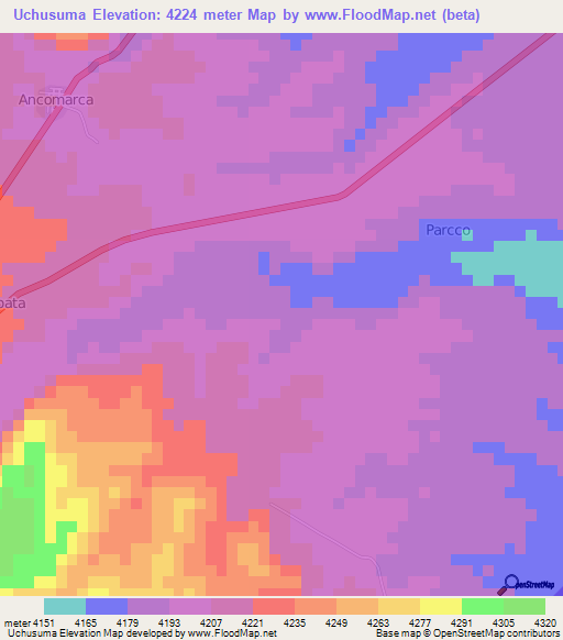 Uchusuma,Peru Elevation Map