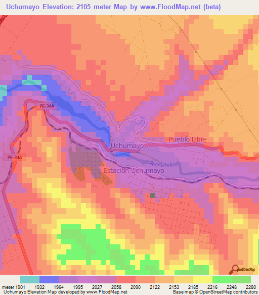 Uchumayo,Peru Elevation Map