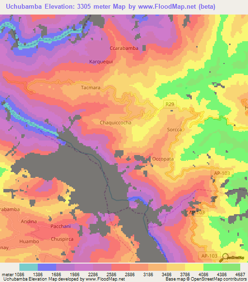 Uchubamba,Peru Elevation Map