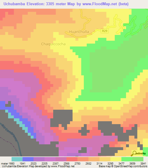 Uchubamba,Peru Elevation Map